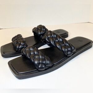 H&M Black Braided Slide Sandals